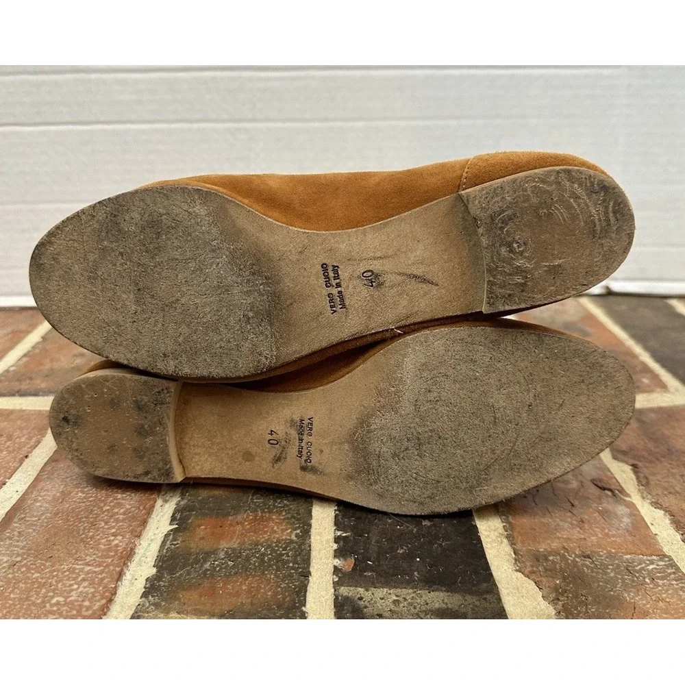 Joijis Monica Tassel Loafers Brown Suede Leather Flats Handmade In Italy Wms 9.5